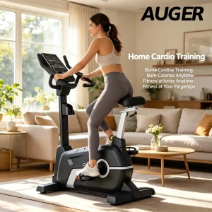 Commercial Upright Exercise Bike with LCD Display Adjustable Seat Indoor Cardio Fitness Equipment
