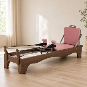 Commercial Wooden Pilates Reformer Maple Frame with Wheels Custom Leather Color Factory Direct Supply