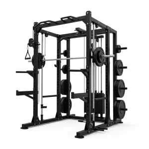 Compact All in One for Small Gyms 2200mm Width Commercial Rack 3D Multi Plane Smith Machine Power Rack Combo Pull Bar Carbon
