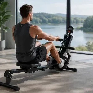 Compact Foldable Rowing Machine with Digital Monitor