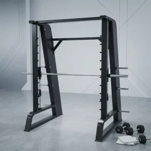 Compact Multi Functional Metal Smith Machine Integrated Pull Up Bar Dumbbell Holders Space Saving Design for Home Gym