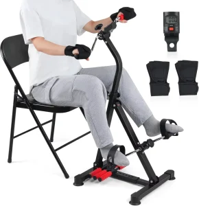 Compact Portable Adjustable Pedal Exerciser Bike for Whole-Body Workout and Elderly Knee Rehab