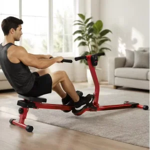 Compact Space-Saving Home Rowing Machine Smooth Quiet Hydraulic Rower Comfortable Seat