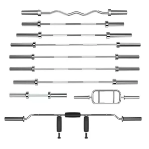 Competitive Rubber Barbell Bar for Strength Training, Long/Short, Straight Bar, Big Hole
