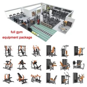 Complete Gym Equipment Package Multi Functional Commercial Fitness Machine Set with Free Weights Bench Rack