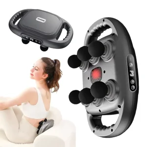 Cordless Handheld Massage Gun with 6 Interchangeable Heads and Brushless Motor for Body Muscle Recovery and Fascia Therapy