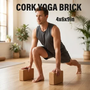 Cork EVA Yoga Block 9x6x4″ Non-Slip High Density for Pilates and Meditation