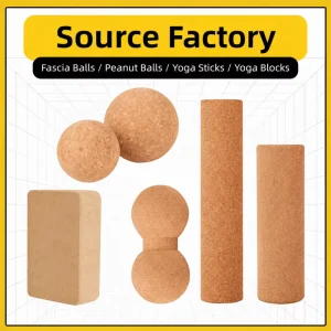 Cork Yoga Block Yoga Ball Set Cork Peanut Massage Ball Roller for Yoga Pilates Fitness Factory
