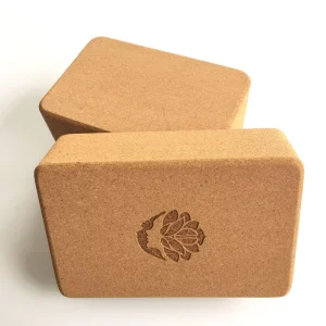 Cork Yoga Blocks with Metal D-Ring Yoga Strap Exercise Set