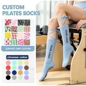Cotton Anti-Slip Grip Socks with Straps for Women’s Yoga, Pilates, Ballet, and Sports