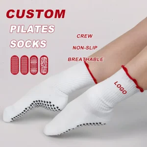 Cotton Crew Pilates Socks with Anti-Slip Dots Breathable