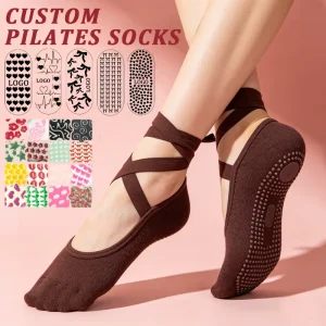 Cotton Cross-Strap Grip No-Show Yoga Pilates Ballet Socks