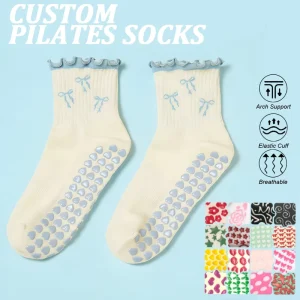 Cotton Elastic Non-Slip Grip Yoga Pilates Sports Socks for Women, Custom