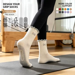 Cotton Grip Pilates Socks for Women, Yoga Ballet Non-Slip Sports Socks