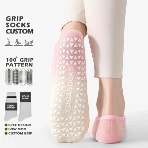 Cotton Indoor Yoga Barre Dance Grip Socks Low-Cut Pilates Socks with Straps