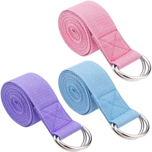 Cotton Polyester Custom Logo Yoga Stretch Strap Adjustable D Ring Pilates Belt for Stretching