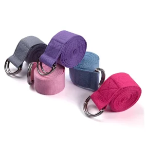 Cotton Polyester Yoga Stretch Strap Adjustable D-Ring Pilates Belt for Stretching Exercise Unisex