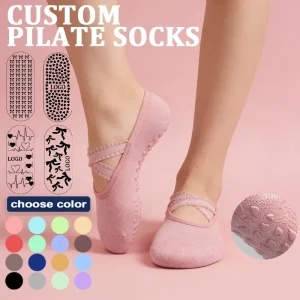 Cotton Strap No-Show Grip Socks for Women, Yoga, Ballet, and Pilates