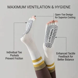 Cotton Toeless Five-Toe Anti-Slip Yoga Pilates Socks for Women