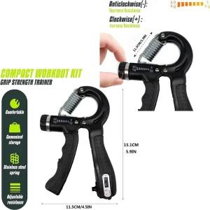Counting Hand Grip Exerciser Adjustable Resistance Trainer for Injury Recovery Training