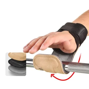 Cowhide Gym Gloves Anti-Slip Leather Palm Guard Protection Unisex Strength Weightlifting Wrist Strap