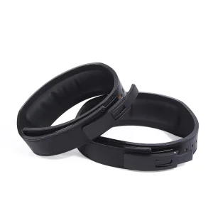Cowhide Powerlifting Training Belt Narrow Front Wider Back Design Lever Buckle Closure Lumbar Support for Squat Deadlift