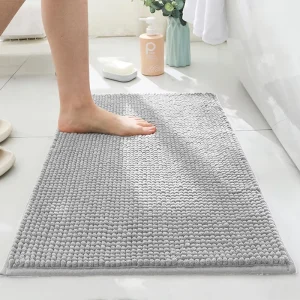 Cozy Thick Ribbed Bath Rug Skin-Friendly Non-Slip High-Absorbency Washable Bathroom Mat