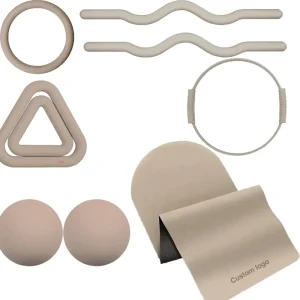 Non-Slip Pilates Ball Ankle Weight Yoga Mat Set with Long Dumbbell and Yoga Ball