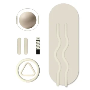 Cream Color Portable Yoga Set with Pilates Ring, Exercise Ball, and Weighted Wrist Bands