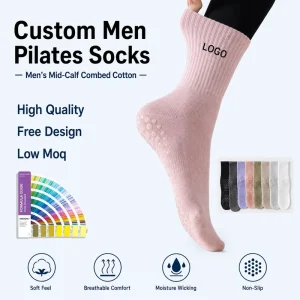 Crew Knit Cotton Pilates Socks with Quick-Dry Breathable Fabric for Men