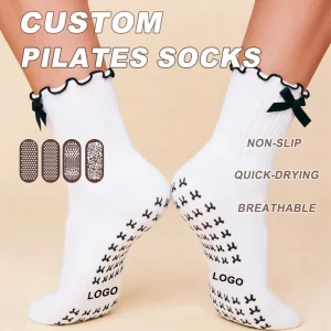 Crew Pilates Socks with Cotton Grips, High Elasticity for Hot Pilates Classes
