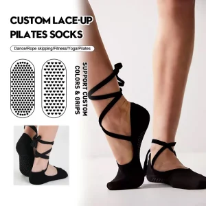 Crew Yoga Socks with Silicone Grips for Pilates and Indoor Exercise, Breathable Fabric