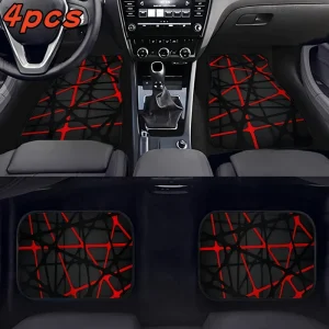 Crystal Velvet Car Floor Mats 4PCS Irregular Line Pattern Non-Slip Absorbent Universal Fit