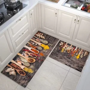 Crystal Velvet Washable Waterproof Anti-Slip Anti-Fatigue Kitchen Mat Set