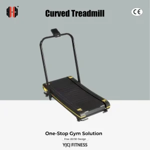 Curved Treadmill With Manual Running Deck Front Handrail Digital Display Shock Absorbing Base for Commercial Fitness Equipment