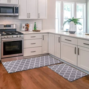 Cushioned Anti-Fatigue Non-Skid Waterproof PVC Long Runner Kitchen Mat 2 Piece Set