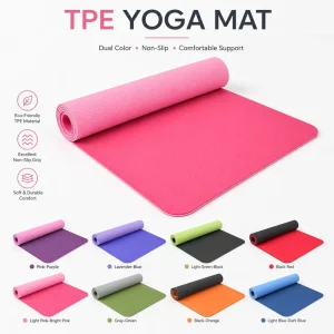 Cushioned TPE Yoga Mat for Home Workout Floor Protection Fitness and Stretching