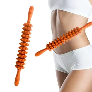 Custom 12-Wheel Coffee Massage Roller Stick for Trigger Points and Anti-Cellulite Massage