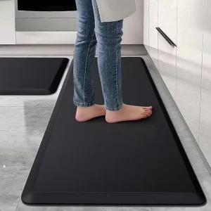 Custom 12mm PVC Washable Anti-Fatigue Long-Strip Leather Entryway Kitchen Floor Mat