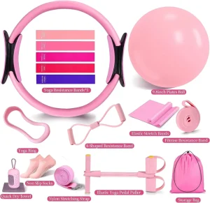 Custom 16-Piece Pilates Kit with Resistance Band for Home Yoga Exercises