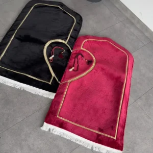 Custom 2-Piece Couple Prayer Mat Set, Heart Design, Islamic Wedding and Nikkah Gift