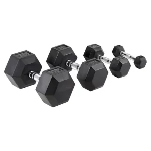 Custom 2.5-50kg Black Fixed Rubber Hex Dumbbell Factory Free Weights