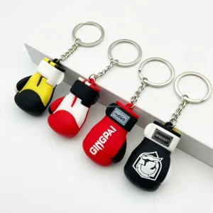 Custom 3D Boxing Gloves Keychain, Soft Rubber Personalized Key Ring