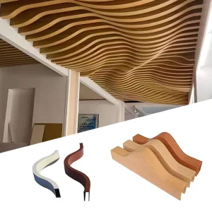 Custom 3D Curved Aluminum Panel for Wave Ceiling Design Wood Grain Finish High-Strength Structural Support Factory Direct Supply