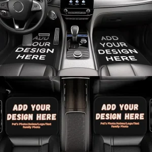 Custom 4-Piece Car Floor Mats with Name, Photo, Logo, or Text, Universal Fit Non-Slip Footwell Carpet