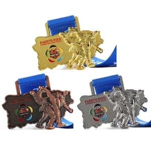 Custom Alloy 3D Embossed Gold, Silver, or Bronze Plated Martial Arts Sports Medals