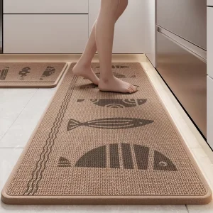Custom Anti-Fatigue Linen Kitchen Floor Mat Absorbent Woven Non-Slip Rubber Carpet