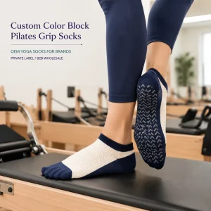 Custom Color Block Pilates Grip Socks for Yoga and Pilates