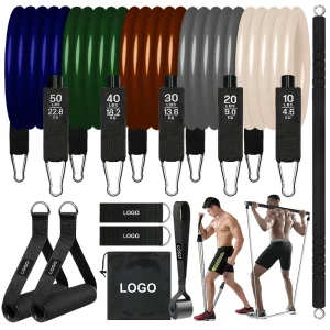 Custom Color Eco-Friendly Latex Elastic Rope Heavy Resistance Band Set 12Pcs Durable Accessories Home Gym Training Full Body