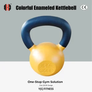 Custom Color Enameled Kettlebell with Smooth Body and Wide Handle
